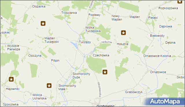 mapa Czechówka gmina Grabowiec, Czechówka gmina Grabowiec na mapie Targeo