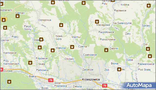 mapa Czerna gmina Krzeszowice, Czerna gmina Krzeszowice na mapie Targeo