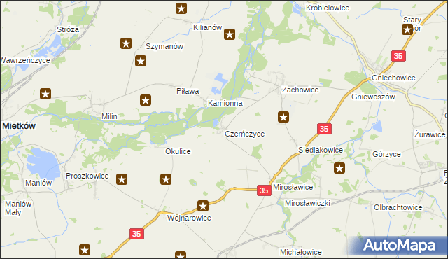 mapa Czerńczyce gmina Kąty Wrocławskie, Czerńczyce gmina Kąty Wrocławskie na mapie Targeo