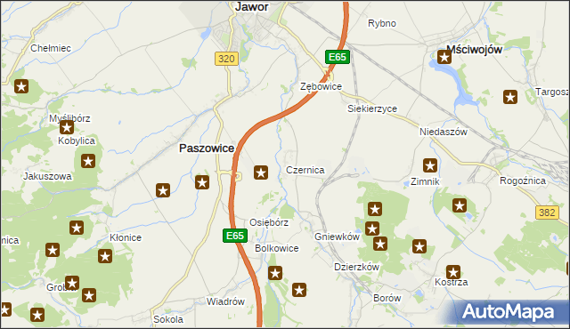 mapa Czernica gmina Dobromierz, Czernica gmina Dobromierz na mapie Targeo