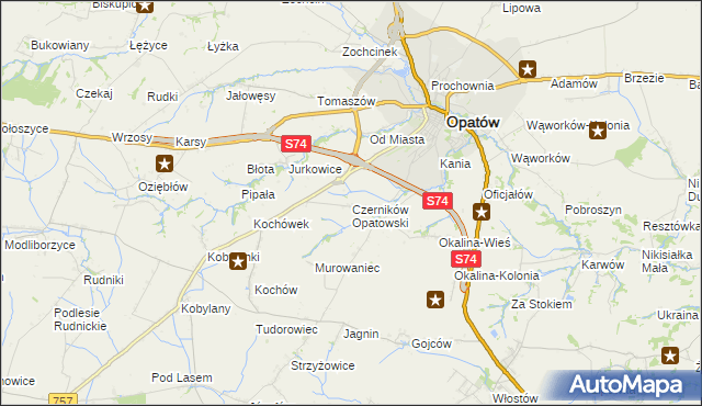 mapa Czerników Opatowski, Czerników Opatowski na mapie Targeo