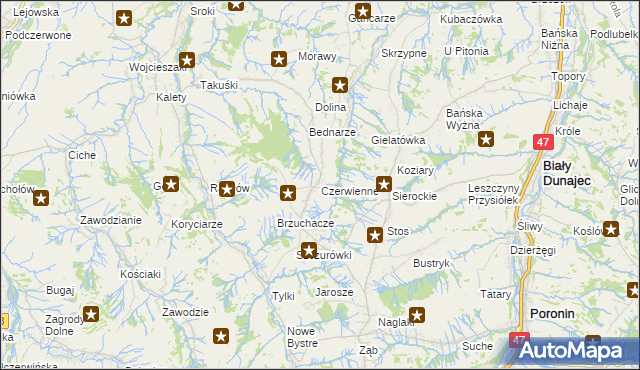 mapa Czerwienne, Czerwienne na mapie Targeo