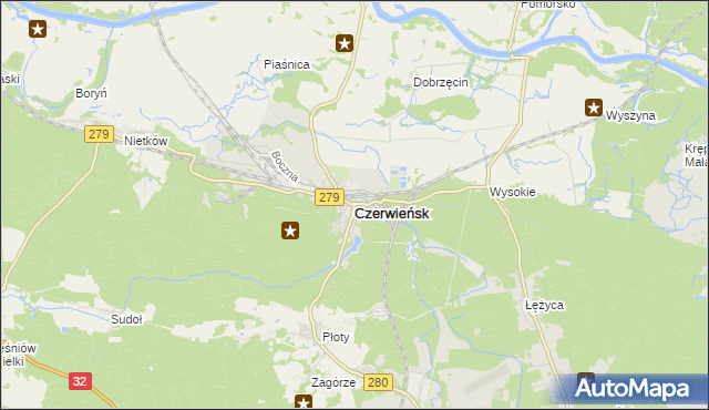 mapa Czerwieńsk, Czerwieńsk na mapie Targeo