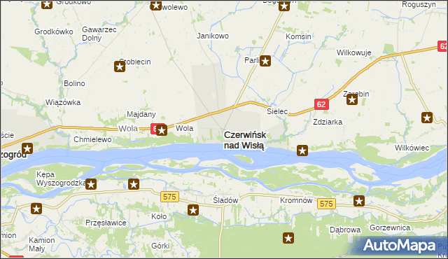 mapa Czerwińsk nad Wisłą, Czerwińsk nad Wisłą na mapie Targeo