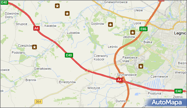 mapa Czerwony Kościół, Czerwony Kościół na mapie Targeo