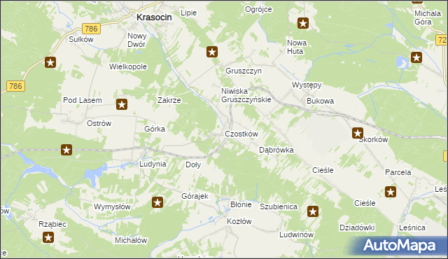 mapa Czostków gmina Krasocin, Czostków gmina Krasocin na mapie Targeo
