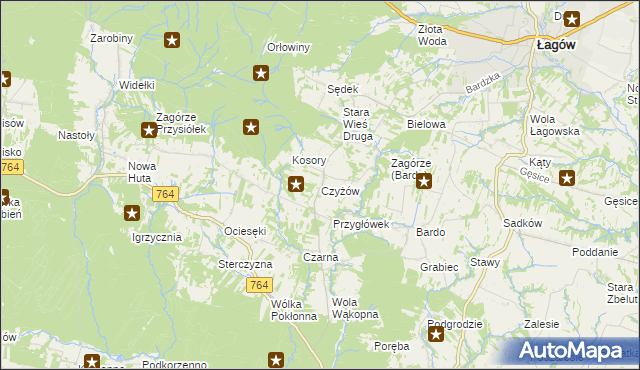 mapa Czyżów gmina Łagów, Czyżów gmina Łagów na mapie Targeo