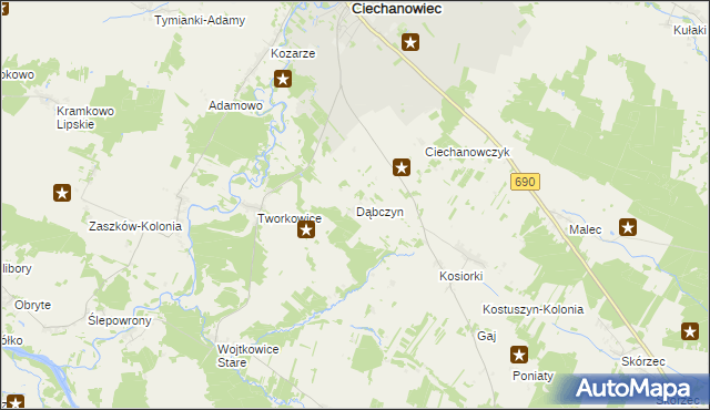 mapa Dąbczyn, Dąbczyn na mapie Targeo