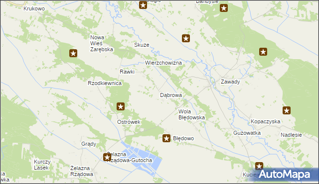 mapa Dąbrowa gmina Baranowo, Dąbrowa gmina Baranowo na mapie Targeo