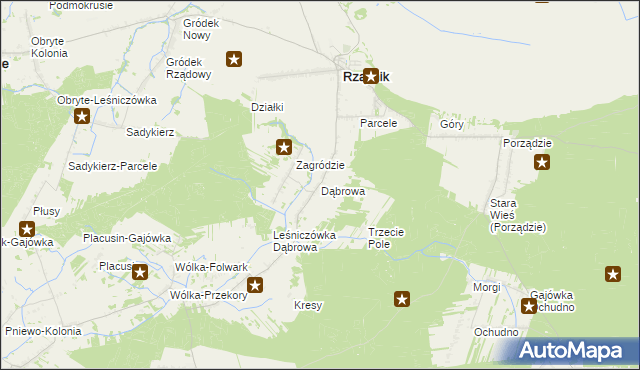 mapa Dąbrowa gmina Rząśnik, Dąbrowa gmina Rząśnik na mapie Targeo