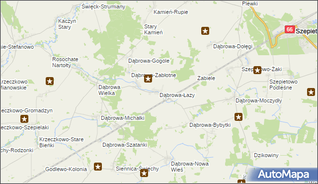 mapa Dąbrowa-Łazy gmina Szepietowo, Dąbrowa-Łazy gmina Szepietowo na mapie Targeo