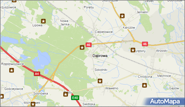 mapa Dąbrowa powiat opolski, Dąbrowa powiat opolski na mapie Targeo