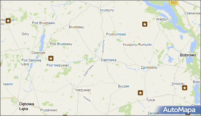 mapa Dąbrówka gmina Bobrowo, Dąbrówka gmina Bobrowo na mapie Targeo