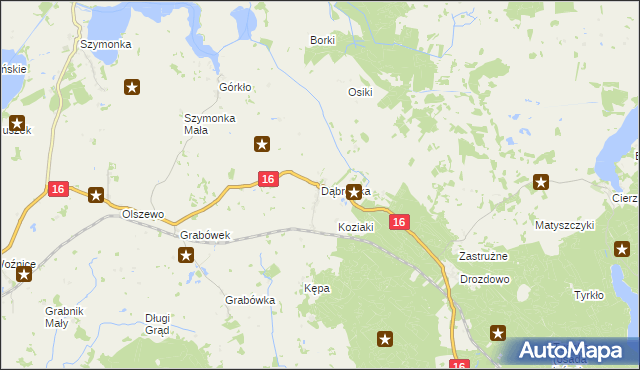 mapa Dąbrówka gmina Orzysz, Dąbrówka gmina Orzysz na mapie Targeo