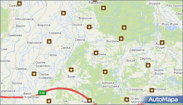 mapa Dąbrówka gmina Rzezawa, Dąbrówka gmina Rzezawa na mapie Targeo