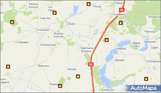 mapa Dąbrówka Słupska, Dąbrówka Słupska na mapie Targeo