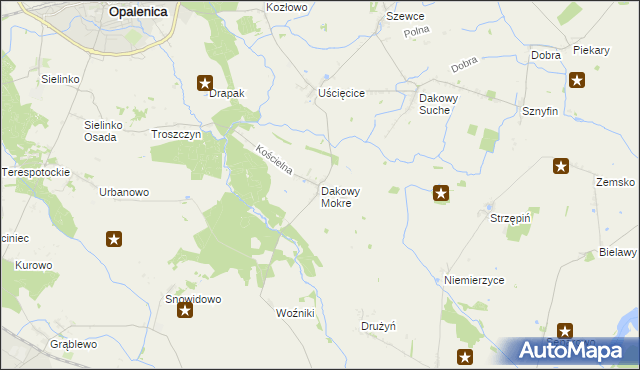 mapa Dakowy Mokre, Dakowy Mokre na mapie Targeo