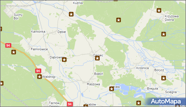 mapa Daniec, Daniec na mapie Targeo