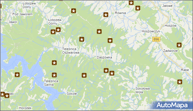 mapa Daszówka gmina Ustrzyki Dolne, Daszówka gmina Ustrzyki Dolne na mapie Targeo