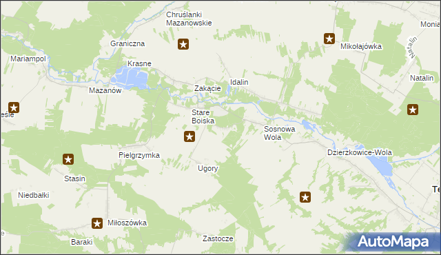 mapa Dębina gmina Dzierzkowice, Dębina gmina Dzierzkowice na mapie Targeo