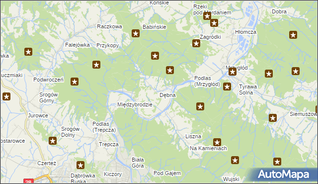 mapa Dębna gmina Sanok, Dębna gmina Sanok na mapie Targeo