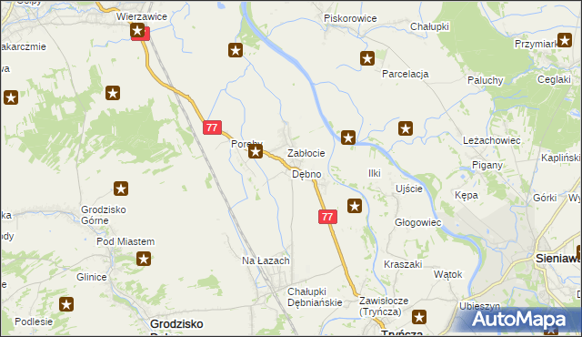 mapa Dębno gmina Leżajsk, Dębno gmina Leżajsk na mapie Targeo