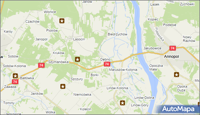 mapa Dębno gmina Ożarów, Dębno gmina Ożarów na mapie Targeo