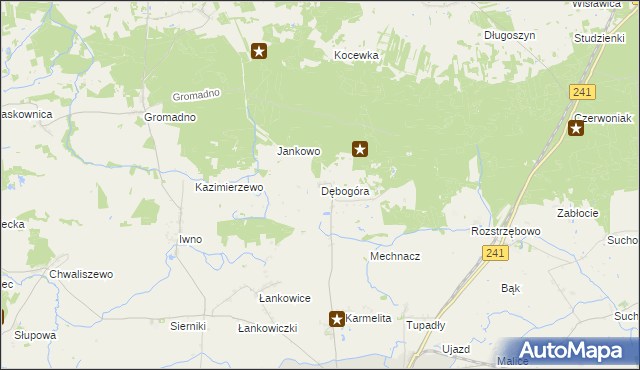 mapa Dębogóra gmina Kcynia, Dębogóra gmina Kcynia na mapie Targeo