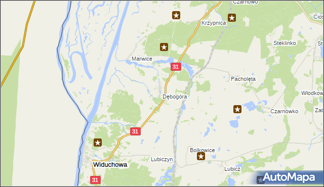 mapa Dębogóra gmina Widuchowa, Dębogóra gmina Widuchowa na mapie Targeo