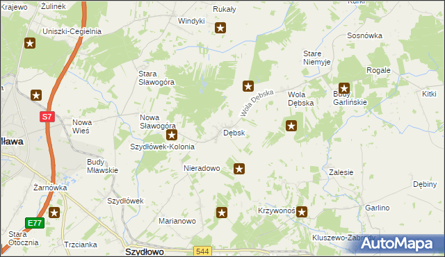 mapa Dębsk gmina Szydłowo, Dębsk gmina Szydłowo na mapie Targeo