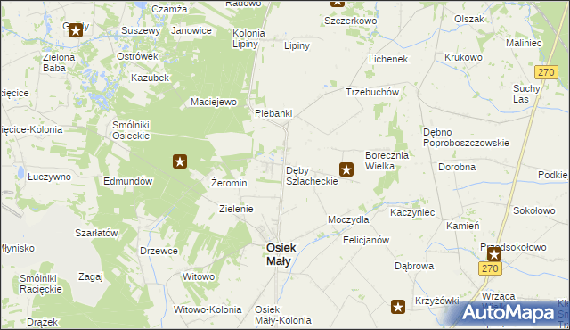 mapa Dęby Szlacheckie, Dęby Szlacheckie na mapie Targeo