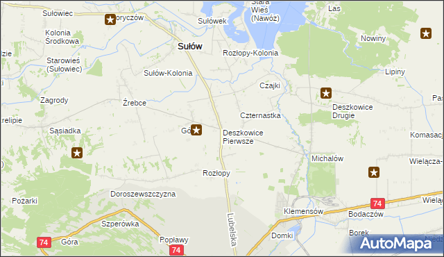 mapa Deszkowice Pierwsze, Deszkowice Pierwsze na mapie Targeo