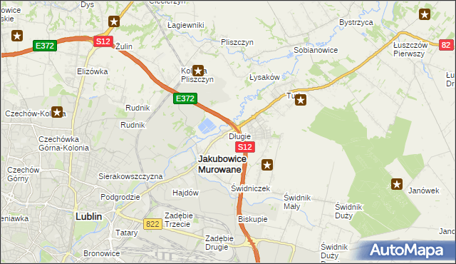 mapa Długie gmina Wólka, Długie gmina Wólka na mapie Targeo