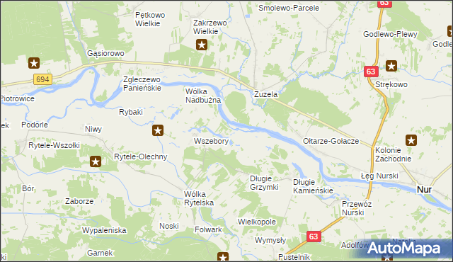 mapa Długie Grodzieckie, Długie Grodzieckie na mapie Targeo