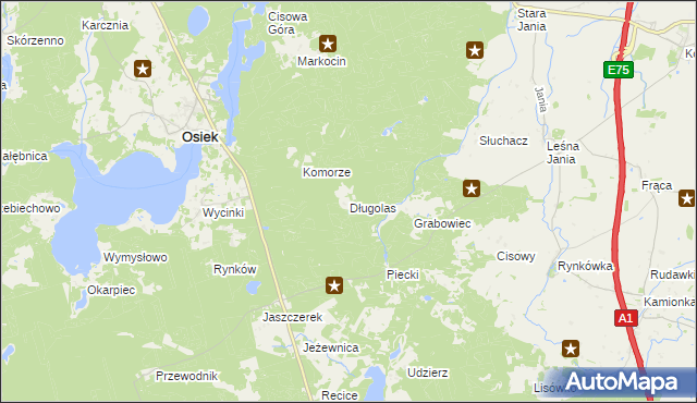 mapa Długolas, Długolas na mapie Targeo