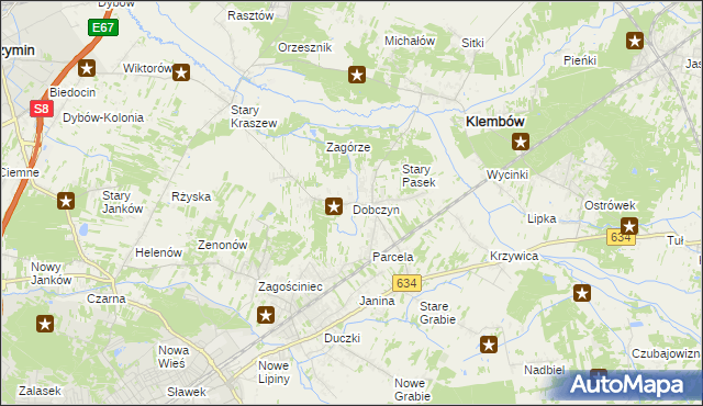mapa Dobczyn gmina Klembów, Dobczyn gmina Klembów na mapie Targeo