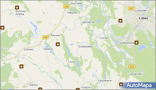 mapa Dobieszewo gmina Łobez, Dobieszewo gmina Łobez na mapie Targeo