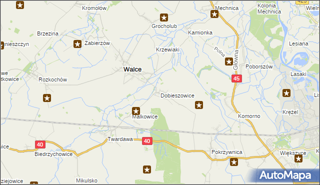 mapa Dobieszowice gmina Walce, Dobieszowice gmina Walce na mapie Targeo