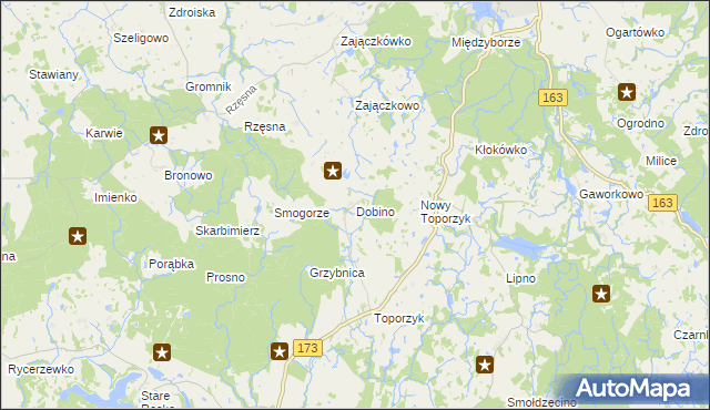 mapa Dobino gmina Połczyn-Zdrój, Dobino gmina Połczyn-Zdrój na mapie Targeo