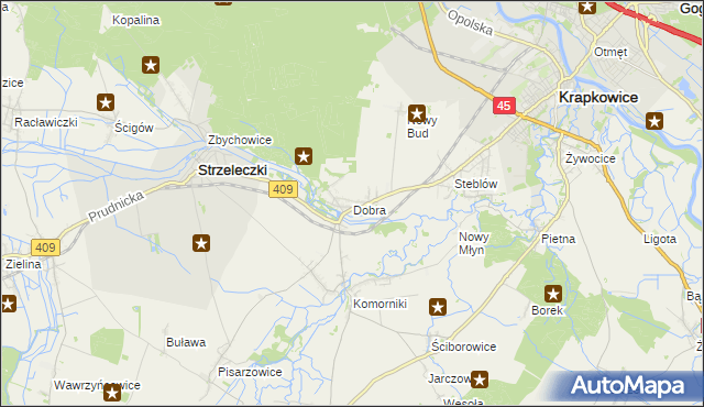 mapa Dobra gmina Strzeleczki, Dobra gmina Strzeleczki na mapie Targeo