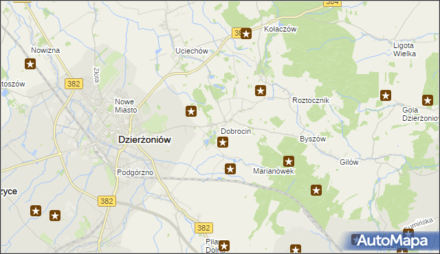 mapa Dobrocin gmina Dzierżoniów, Dobrocin gmina Dzierżoniów na mapie Targeo