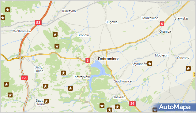 mapa Dobromierz powiat świdnicki, Dobromierz powiat świdnicki na mapie Targeo