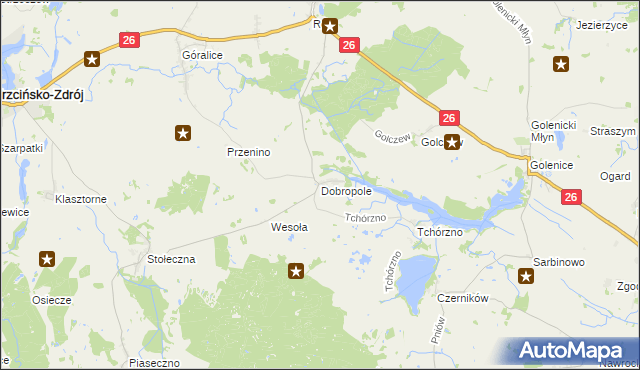 mapa Dobropole gmina Trzcińsko-Zdrój, Dobropole gmina Trzcińsko-Zdrój na mapie Targeo