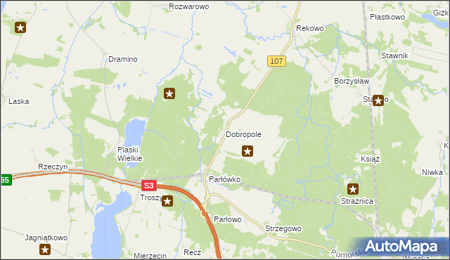 mapa Dobropole gmina Wolin, Dobropole gmina Wolin na mapie Targeo