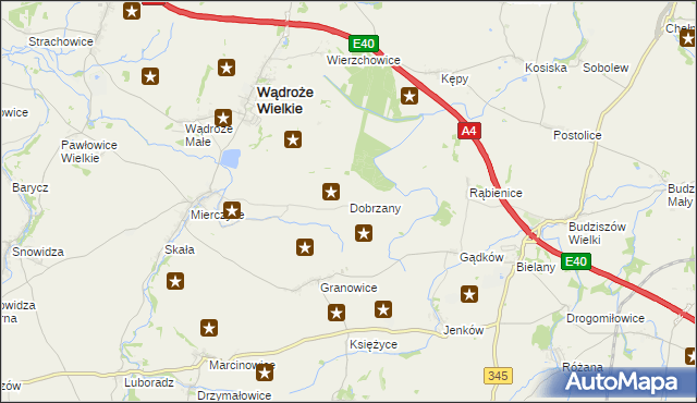 mapa Dobrzany gmina Wądroże Wielkie, Dobrzany gmina Wądroże Wielkie na mapie Targeo