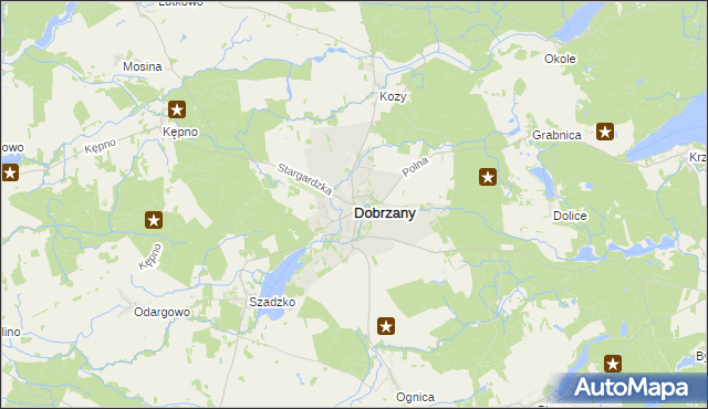 mapa Dobrzany powiat stargardzki, Dobrzany powiat stargardzki na mapie Targeo