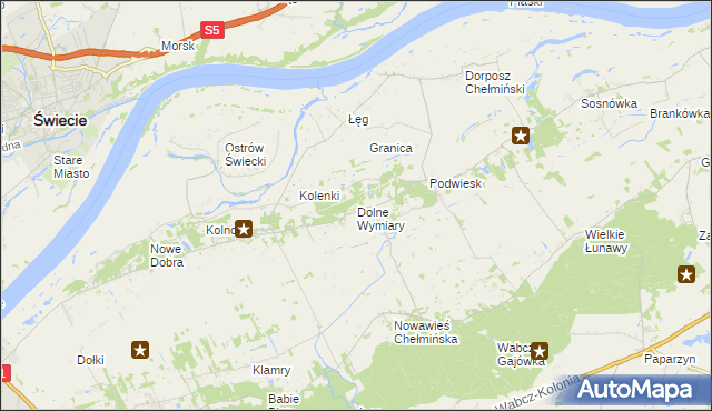mapa Dolne Wymiary, Dolne Wymiary na mapie Targeo