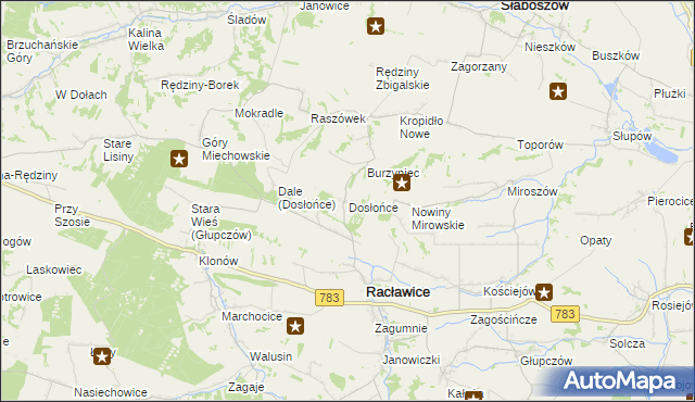 mapa Dosłońce, Dosłońce na mapie Targeo