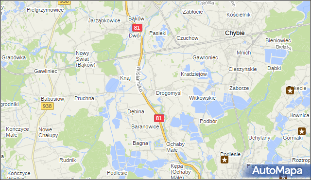 mapa Drogomyśl, Drogomyśl na mapie Targeo