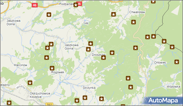 mapa Droszków gmina Kłodzko, Droszków gmina Kłodzko na mapie Targeo